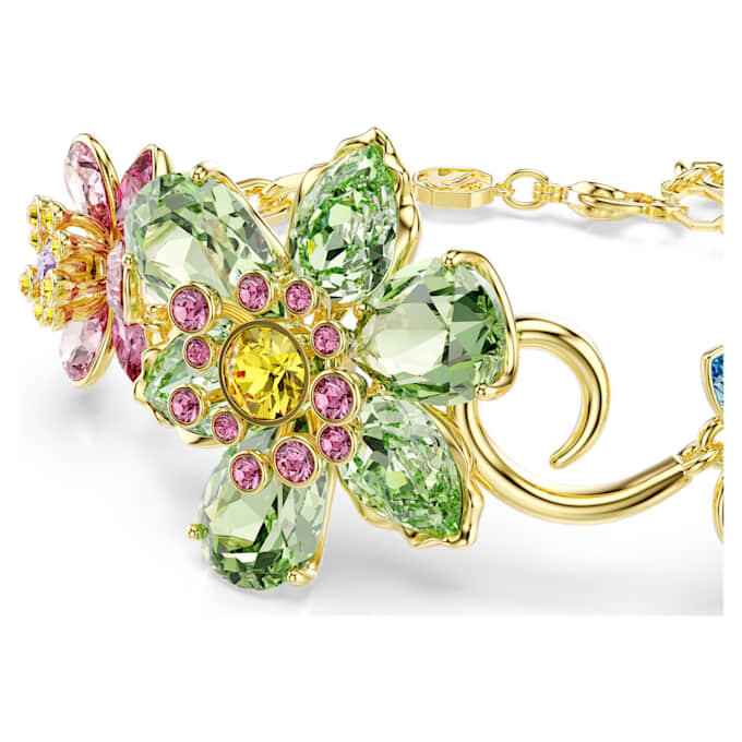Brățară Idyllia cu tăieturi mixte, floare, multicoloră, placată în nuanțe aurii Brățară Idyllia cu tăieturi mixte, floare, multicoloră, placată în nuanțe aurii