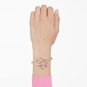 Brățară Idyllia cu tăieturi mixte, flori, multicoloră, placată în nuanțe aurii Brățară Idyllia cu tăieturi mixte, flori, multicoloră, placată în nuanțe aurii