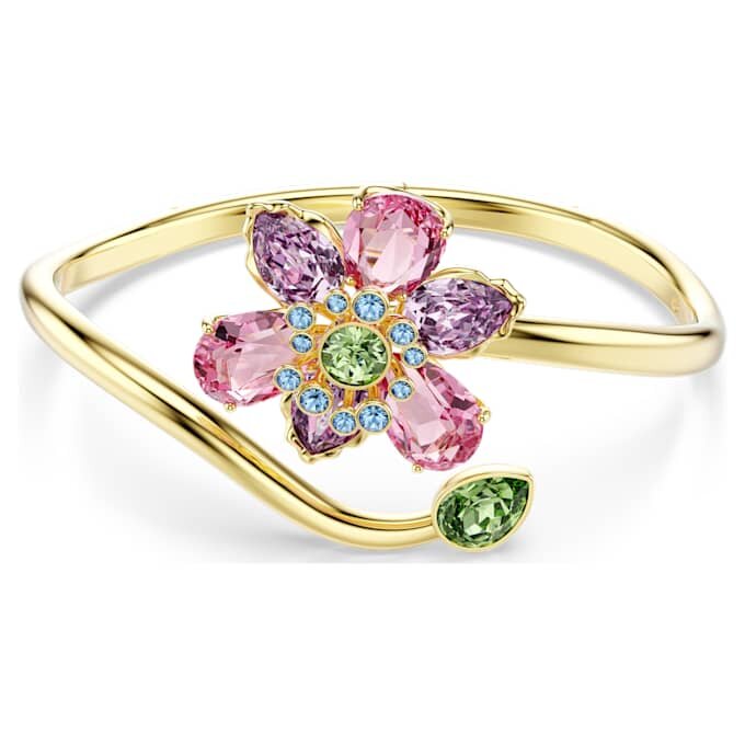 Brățară Idyllia cu tăieturi mixte, flori, multicoloră, placată în nuanțe aurii Brățară Idyllia cu tăieturi mixte, flori, multicoloră, placată în nuanțe aurii