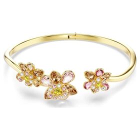 Brățară Idyllia cu tăieturi mixte, flori, multicoloră, placată în nuanțe aurii Brățară Idyllia cu tăieturi mixte, flori, multicoloră, placată în nuanțe aurii