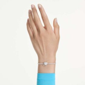 Brățară Idyllia cu tăieturi mixte, inimă cu săgeată, albă, placată cu rodiu Brățară Idyllia cu tăieturi mixte, inimă cu săgeată, albă, placată cu rodiu