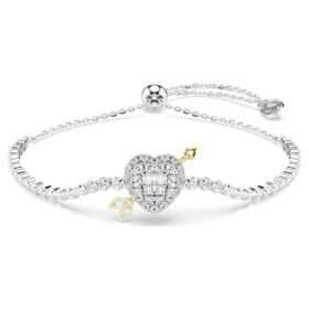 Brățară Idyllia cu tăieturi mixte, inimă cu săgeată, albă, placată cu rodiu Brățară Idyllia cu tăieturi mixte, inimă cu săgeată, albă, placată cu rodiu