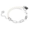 Brățară „Lebădă” cu perle de cristal, lebădă, negru, finisaj din metale mixte Brățară „Lebădă” cu perle de cristal, lebădă, negru, finisaj din metale mixte