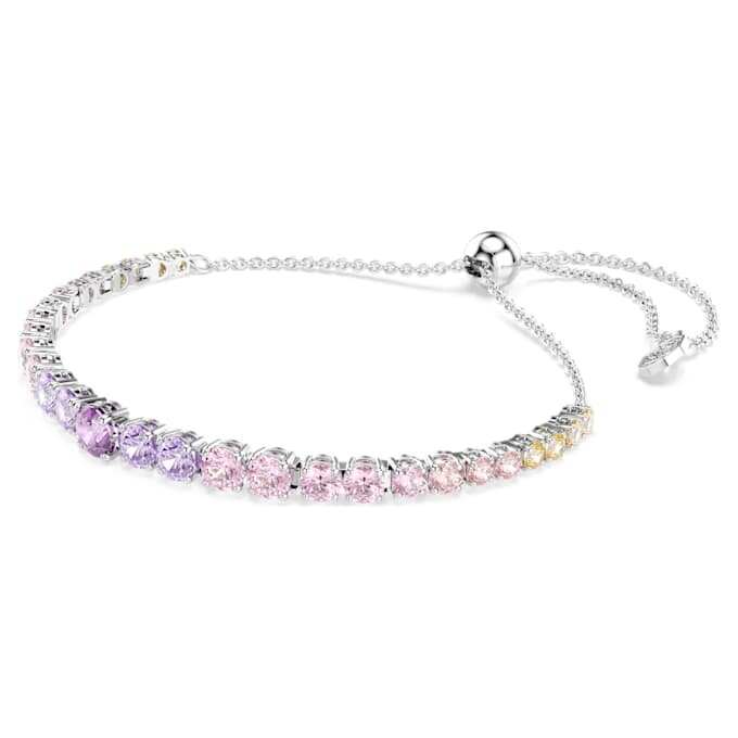 Brățară Matrix cu gradient de cristale tăiate rotund, multicoloră, placată cu rodiu Brățară Matrix cu gradient de cristale tăiate rotund, multicoloră, placată cu rodiu
