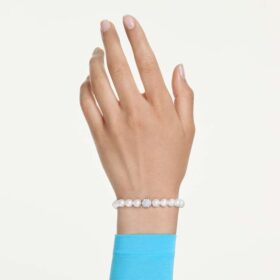 Brățară Matrix cu perle de cristal, albă, placată cu rodiu Brățară Matrix cu perle de cristal, albă, placată cu rodiu
