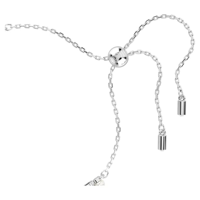 Brățară Matrix cu perle de cristal, tăietură rotundă, albă, placată cu rodiu Brățară Matrix cu perle de cristal, tăietură rotundă, albă, placată cu rodiu