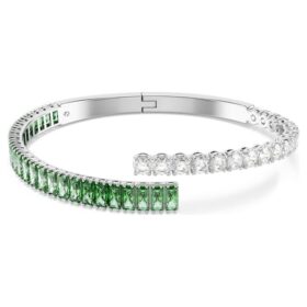 Brățară Matrix cu tăieturi mixte, verde, placată cu rodiu Brățară Matrix cu tăieturi mixte, verde, placată cu rodiu