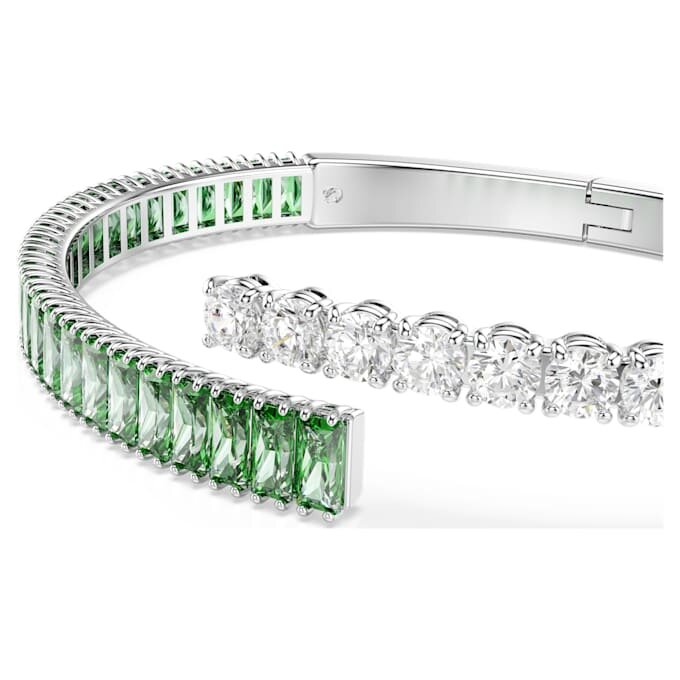 Brățară Matrix cu tăieturi mixte, verde, placată cu rodiu Brățară Matrix cu tăieturi mixte, verde, placată cu rodiu
