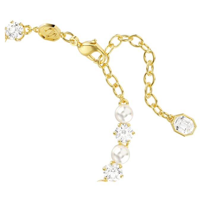Brățară Matrix Tennis cu perle de cristal, tăietură rotundă, albă, placată cu aur Brățară Matrix Tennis cu perle de cristal, tăietură rotundă, albă, placată cu aur