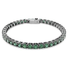Brățară Matrix Tennis cu tăietură rotundă, verde, placată cu ruteniu Brățară Matrix Tennis cu tăietură rotundă, verde, placată cu ruteniu