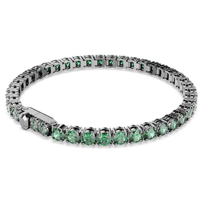 Brățară Matrix Tennis cu tăietură rotundă, verde, placată cu ruteniu Brățară Matrix Tennis cu tăietură rotundă, verde, placată cu ruteniu