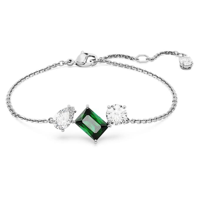 Brățară Mesmera cu tăieturi mixte, verde, placată cu rodiu Brățară Mesmera cu tăieturi mixte, verde, placată cu rodiu