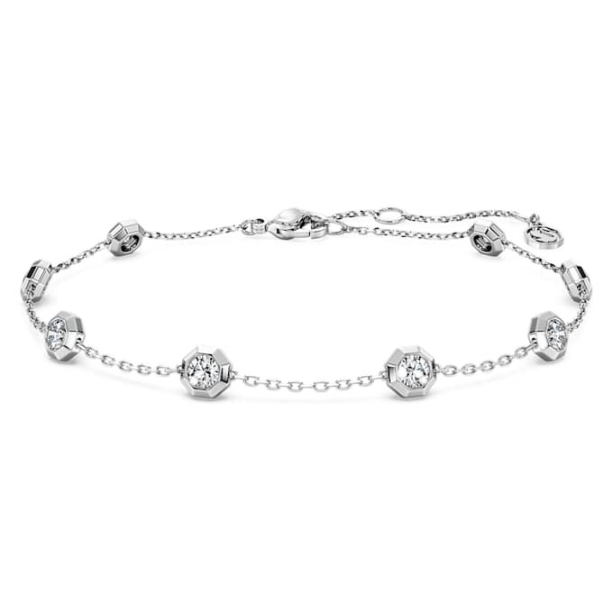Brățară octogonală cu diamante create în laborator, 0,8 carate în total, formă rotundă, argint sterling Brățară octogonală cu diamante create în laborator, 0,8 carate în total, formă rotundă, argint sterling