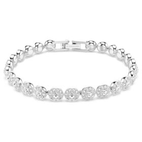 Brățară Una Angelic cu cristale rotunde, mică, albă, placată cu rodiu Brățară Una Angelic cu cristale rotunde, mică, albă, placată cu rodiu