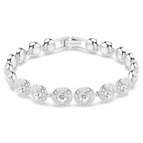 Brățară Una Angelic cu tăietură rotundă, albă, placată cu rodiu Brățară Una Angelic cu tăietură rotundă, albă, placată cu rodiu