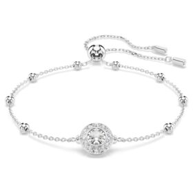 Brățară Una Angelic cu tăietură rotundă, albă, placată cu rodiu Brățară Una Angelic cu tăietură rotundă, albă, placată cu rodiu