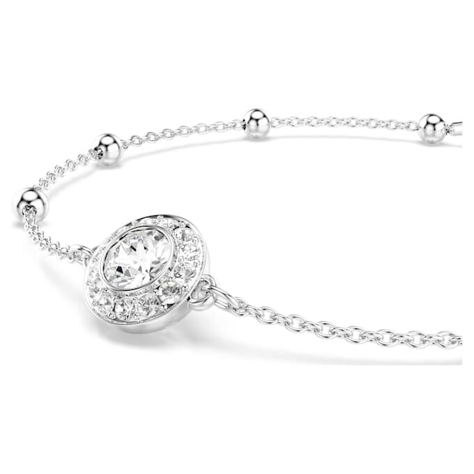 Brățară Una Angelic cu tăietură rotundă, albă, placată cu rodiu Brățară Una Angelic cu tăietură rotundă, albă, placată cu rodiu