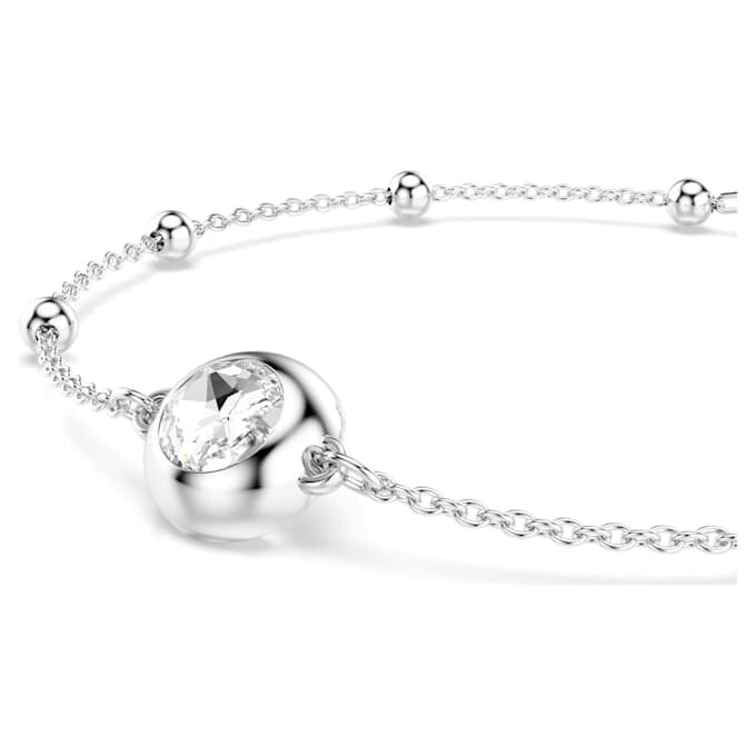 Brățară Una Angelic cu tăietură rotundă, albă, placată cu rodiu Brățară Una Angelic cu tăietură rotundă, albă, placată cu rodiu