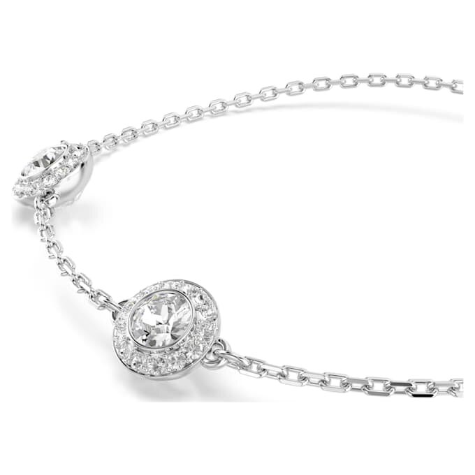 Brățară Una Angelic cu tăietură rotundă, motive pe ambele fețe, albă, placată cu rodiu Brățară Una Angelic cu tăietură rotundă, motive pe ambele fețe, albă, placată cu rodiu