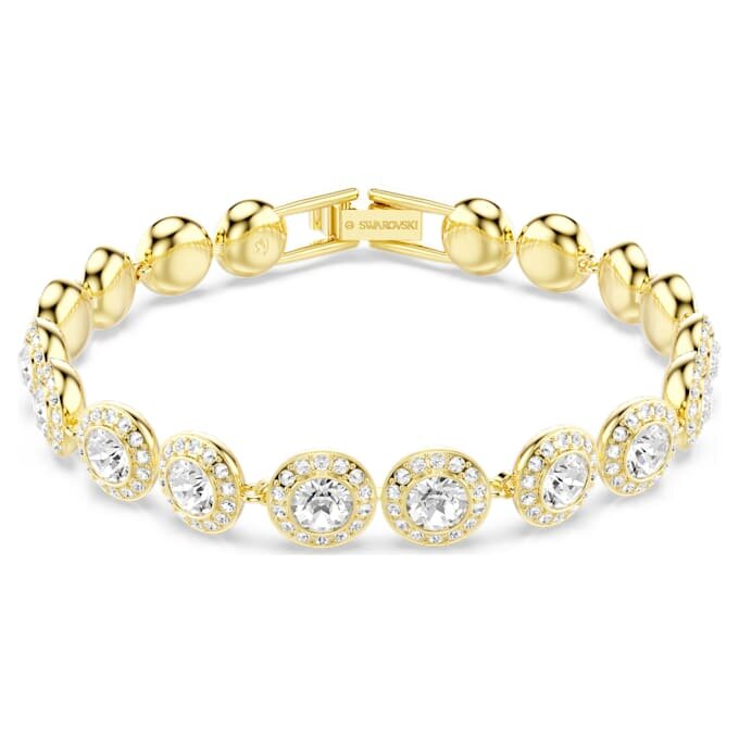 Brățară Una Angelic cu tăietură rotundă, pavé, medie, albă, placată cu aur Brățară Una Angelic cu tăietură rotundă, pavé, medie, albă, placată cu aur