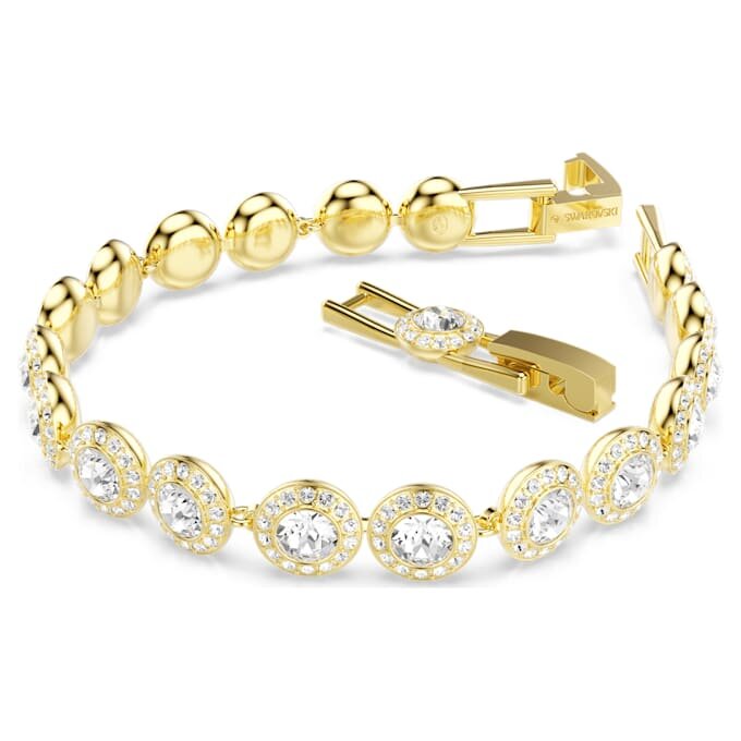 Brățară Una Angelic cu tăietură rotundă, pavé, medie, albă, placată cu aur Brățară Una Angelic cu tăietură rotundă, pavé, medie, albă, placată cu aur