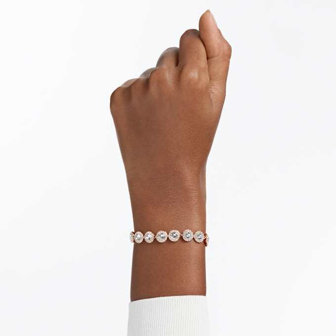 Brățară Una Angelic cu tăietură rotundă, pavé, medie, albă, placată cu aur roz Brățară Una Angelic cu tăietură rotundă, pavé, medie, albă, placată cu aur roz