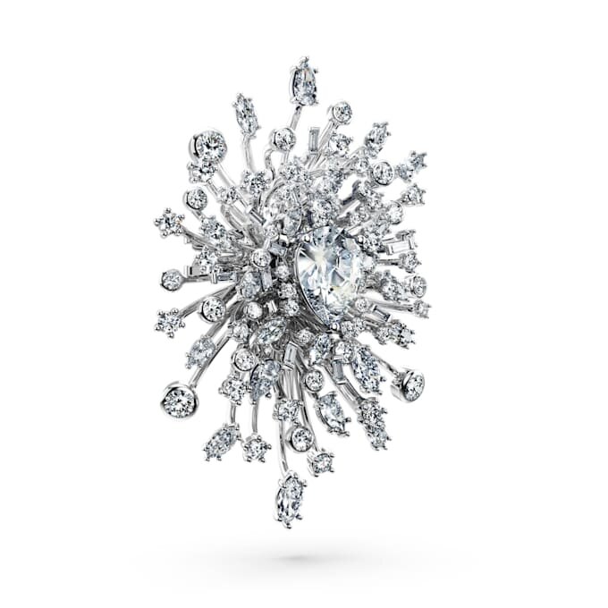 Broșă Galaxy cu diamante create în laborator, 15,71 carate în total, forme mixte, aur alb de 18K Broșă Galaxy cu diamante create în laborator, 15,71 carate în total, forme mixte, aur alb de 18K