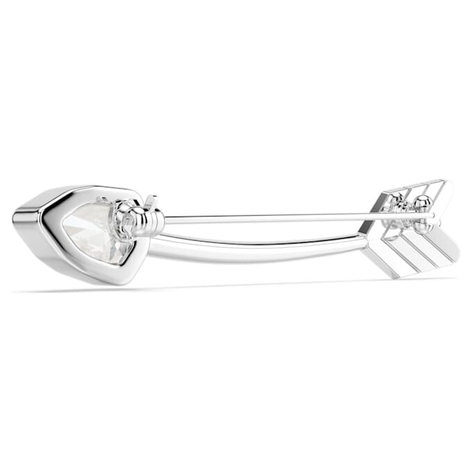 Broșă Idyllia cu tăieturi mixte, în formă de săgeată, albă, placată cu rodiu Broșă Idyllia cu tăieturi mixte, în formă de săgeată, albă, placată cu rodiu