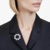 Broșă Matrix cu tăietură în formă de pară, albă, placată cu rodiu Broșă Matrix cu tăietură în formă de pară, albă, placată cu rodiu