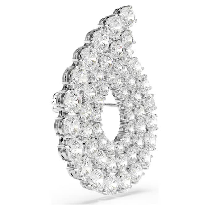 Broșă Matrix cu tăietură rotundă, albă, placată cu rodiu Broșă Matrix cu tăietură rotundă, albă, placată cu rodiu