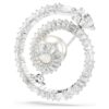 Broșă în formă de șarpe cu perle de cristal, tăieturi mixte, Anul Șarpelui, alb, placată cu rodiu Broșă în formă de șarpe cu perle de cristal, tăieturi mixte, Anul Șarpelui, alb, placată cu rodiu