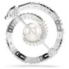 Broșă în formă de șarpe cu perle de cristal, tăieturi mixte, Anul Șarpelui, alb, placată cu rodiu Broșă în formă de șarpe cu perle de cristal, tăieturi mixte, Anul Șarpelui, alb, placată cu rodiu