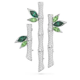 Broșa Dellium Bamboo, verde, placată cu rodiu