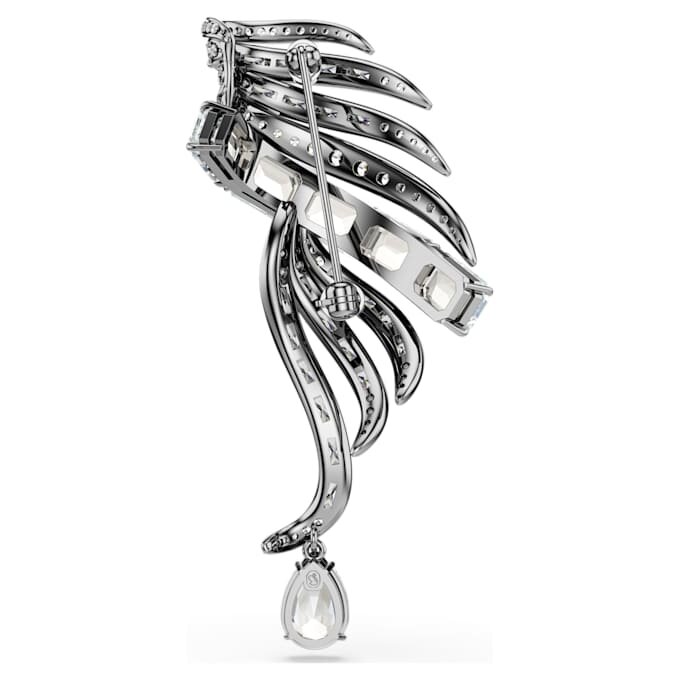 Broșa „Feather” din colecția Vienna, albă, placată cu ruteniu Broșa „Feather” din colecția Vienna, albă, placată cu ruteniu