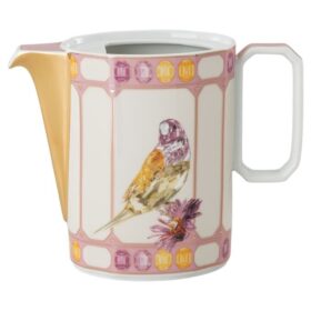 Cafetieră Idyllia din porțelan, cu motiv imprimat „Crystal”, pasăre, multicoloră