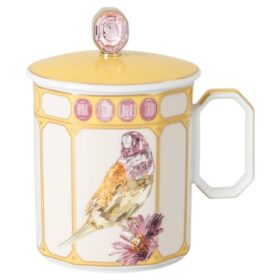 Cană Idyllia din porțelan, cu motiv imprimat „Crystal”, „Finch”, galben