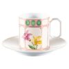 Ceașcă de cafea Idyllia cu farfurioară, din porțelan, cu motiv imprimat cu cristale, flori, multicolor Ceașcă de cafea Idyllia cu farfurioară, din porțelan, cu motiv imprimat cu cristale, flori, multicolor