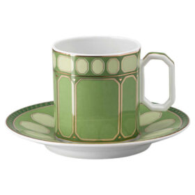Ceașcă de cafea Signum cu farfurioară, porțelan, verde