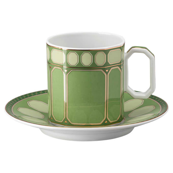 Ceașcă de cafea Signum cu farfurioară, porțelan, verde Ceașcă de cafea Signum cu farfurioară, porțelan, verde