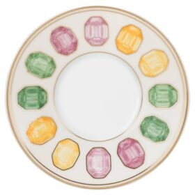 Ceașcă de espresso Idyllia cu farfurioară, porțelan, motiv imprimat cu cristale, citron, multicolor