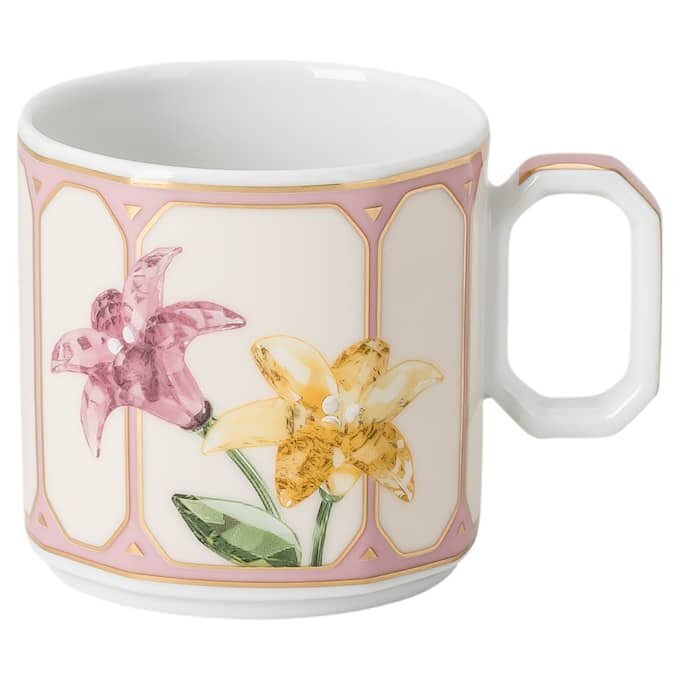 Ceașcă de espresso Idyllia cu farfurioară, porțelan, motiv imprimat cu cristale, citron, multicolor Ceașcă de espresso Idyllia cu farfurioară, porțelan, motiv imprimat cu cristale, citron, multicolor