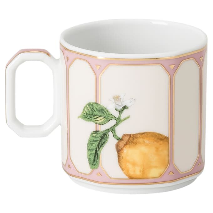 Ceașcă de espresso Idyllia cu farfurioară, porțelan, motiv imprimat cu cristale, citron, multicolor Ceașcă de espresso Idyllia cu farfurioară, porțelan, motiv imprimat cu cristale, citron, multicolor