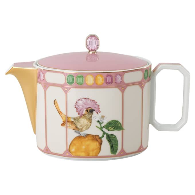 Ceainic Idyllia din porțelan, cu motiv imprimat cu cristale, pasăre, multicolor Ceainic Idyllia din porțelan, cu motiv imprimat cu cristale, pasăre, multicolor
