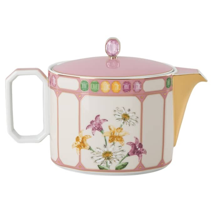 Ceainic Idyllia din porțelan, cu motiv imprimat cu cristale, pasăre, multicolor Ceainic Idyllia din porțelan, cu motiv imprimat cu cristale, pasăre, multicolor