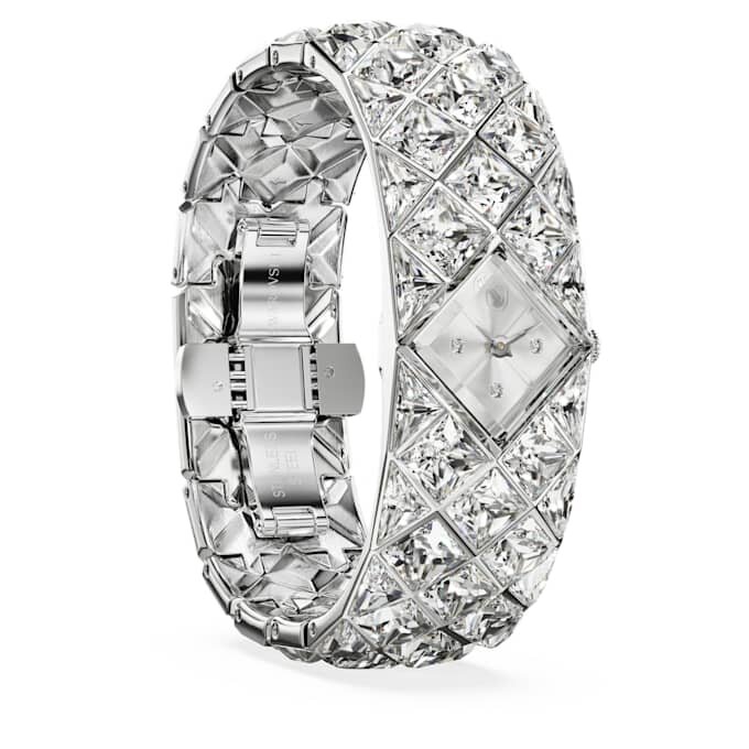 Ceas-brățară Curiosa cu brățară din cristale, nuanță argintie, oțel inoxidabil Ceas-brățară Curiosa cu brățară din cristale, nuanță argintie, oțel inoxidabil