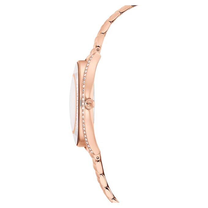 Ceas Crystalline Aura, fabricat în Elveția, brățară metalică, nuanță de aur roz, finisaj în nuanță de aur roz Ceas Crystalline Aura, fabricat în Elveția, brățară metalică, nuanță de aur roz, finisaj în nuanță de aur roz
