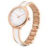 Ceas cu brățară tip bangle Crystalline, fabricat în Elveția, brățară metalică, alb, finisaj aur roz Ceas cu brățară tip bangle Crystalline, fabricat în Elveția, brățară metalică, alb, finisaj aur roz