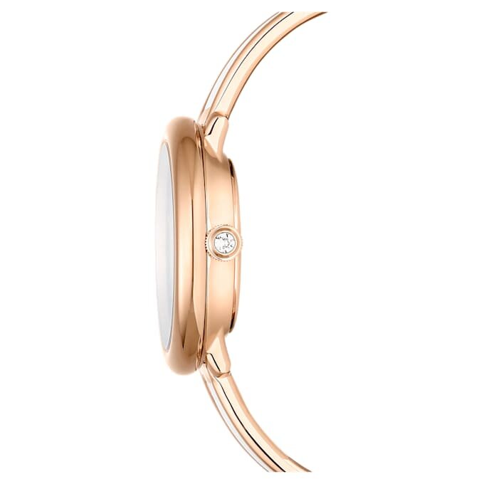 Ceas cu brățară tip bangle Crystalline, fabricat în Elveția, brățară metalică, alb, finisaj aur roz Ceas cu brățară tip bangle Crystalline, fabricat în Elveția, brățară metalică, alb, finisaj aur roz