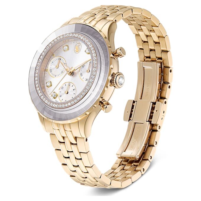 Ceas Octea Chrono fabricat în Elveția, brățară metalică, nuanță aurie, finisaj auriu-șampanie Ceas Octea Chrono fabricat în Elveția, brățară metalică, nuanță aurie, finisaj auriu-șampanie