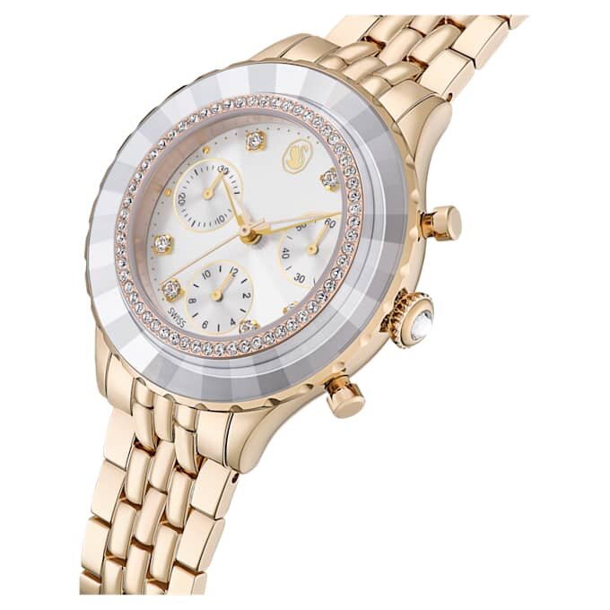 Ceas Octea Chrono fabricat în Elveția, brățară metalică, nuanță aurie, finisaj auriu-șampanie Ceas Octea Chrono fabricat în Elveția, brățară metalică, nuanță aurie, finisaj auriu-șampanie